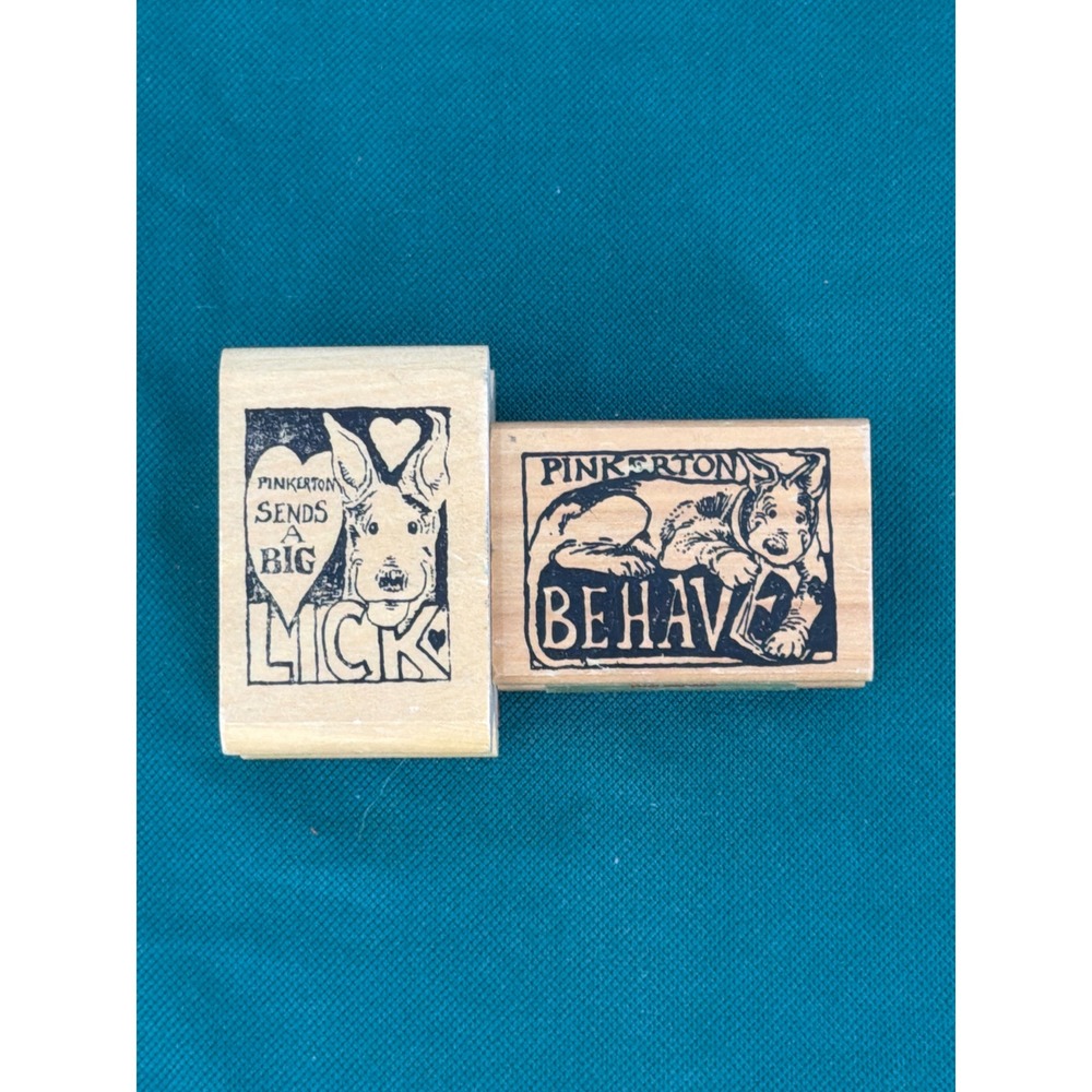 Vintage 1992 Pinkerton Steven Kellogg Kidstamps Rubber Stamp Set Behave Big Lick